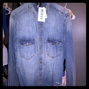 Men's denim button up shirt